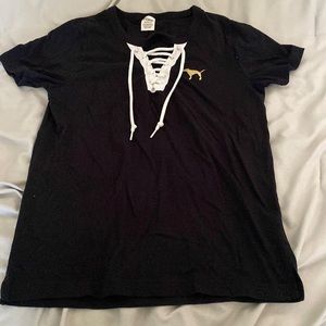 PINK Black V-Neck Tee